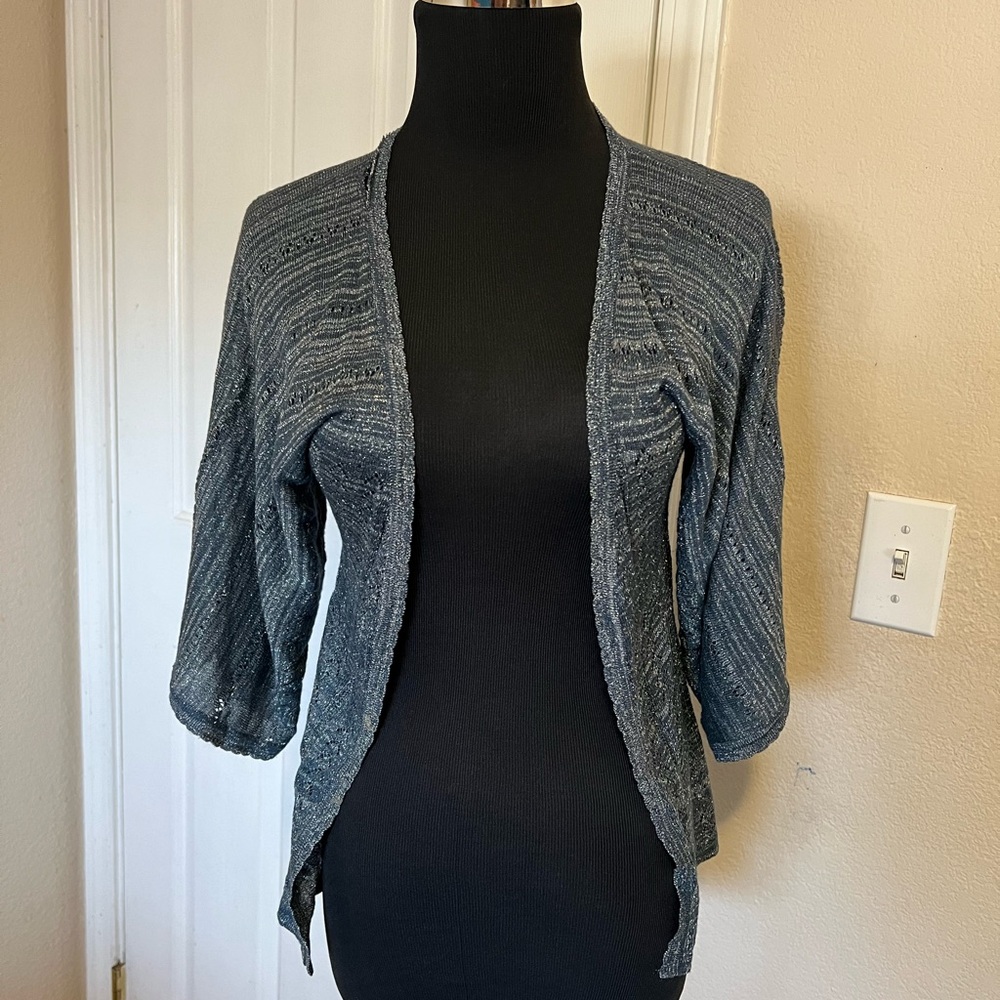 Elegant Gray Open-Front Cardigan